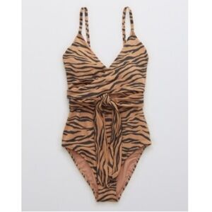 Aerie Animal Print Wrap One Piece Swimsuit